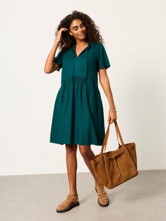 Fat Face FatFace Immy Teal Blue Petite Linen Dress