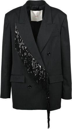 Jucca Black Polyester-Blend Double-Breasted Long Jacket