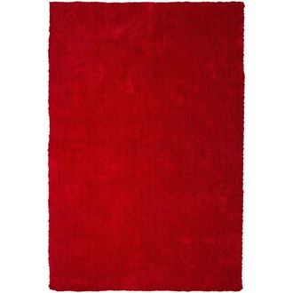 Beliani Shaggy Area Rug Red 160 x 230 cm Modern High-Pile Machine-TuftedRectangular Carpet DEMRE