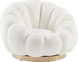 BIZZOTTO 360&deg; drehbarer Design Sessel Florel, Boucl&eacute; Weiss
