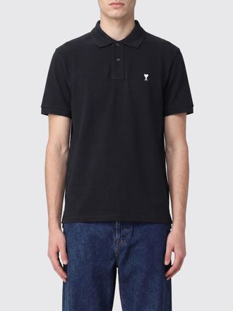 Ami Polo in cotone a maniche corte con logo ricamato