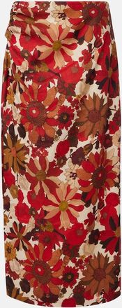 Sir. Gonna lunga Belleto in lino con stampa floreale