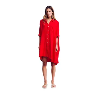 Denimist Shirt Dresses, female, Red, Size: XS Oversize Shirt Dress