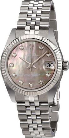 Rolex Pre-owned Rolex Datejust Lady 31 Diamond Black Mother of Pearl Dial Ladies Watch 178274BMDJ