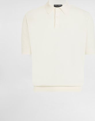 Dolce & Gabbana Fine-gauge Cashmere Polo Shirt - Man Sweaters And Cardigans White 46