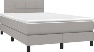 vidaXL Vidaxl - Cama Box Spring Con Colch&oacute;n Tela Gris Claro 120x190 Cm