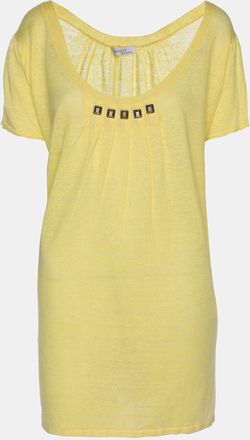 Basler Yellow Linen Knit Blend Glam Rock Strick Tops
