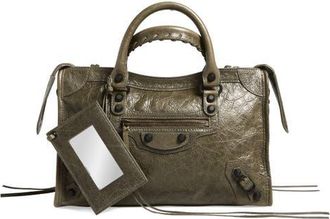 Balenciaga Small Le City Arena Leather Top Handle Bag in 3258 Army Green at Nordstrom