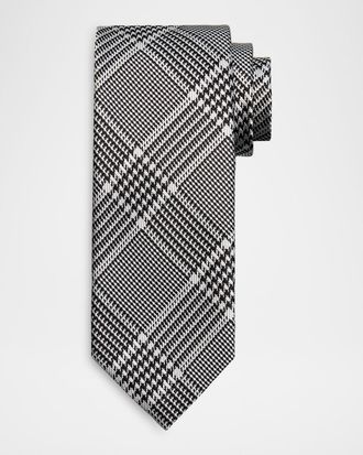 Tom Ford Mens Prince of Wales Grid Check Silk Tie