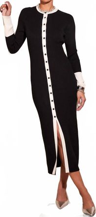 Fifteen Twenty Maves Crew Neck Maxi Dress In Black And Cream