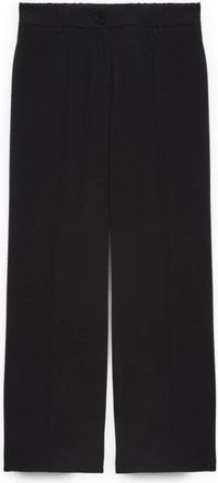 Fiorella Rubino Wijde broek van soepele stof - Dames - Wijde Broeken - Zwart - 2XL - Polyester - Broeken