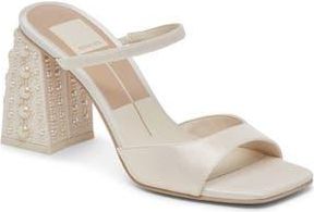 Dolce Vita Jemmy Imitation Pearl Slide Sandal in Vanilla Silk at Nordstrom Rack, Size 10