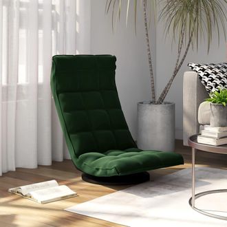vidaXL Vidaxl - Silla De Suelo Giratoria De Terciopelo Verde Oscuro