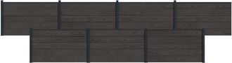 vidaXL Panel De Valla 7 Pcs Wpc Y Aluminio Negro Vidaxl