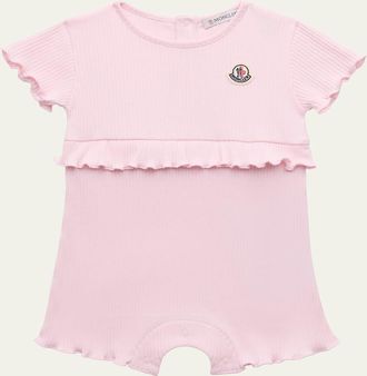 Moncler Girls Ruffled Cotton Romper, Size 3M-18M