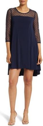 Nina Leonard Mesh Hi-Lo Dress in Navy at Nordstrom Rack, Size X-Large