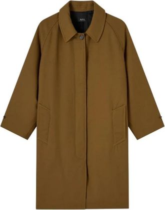 A.P.C. Hugo Mac Coat - Dames - Mantel - Bruin - S - Katoen - Jassen