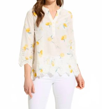 FDJ Eyelet Top In Lemon Print
