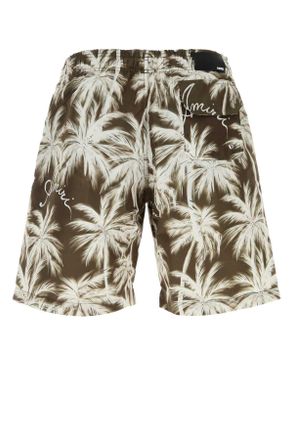 Amiri Mens Printed Polyester Swim Shorts Brown Swimwear