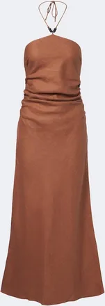 Faithfull The Brand Natalia halterneck linen midi dress