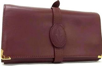 Cartier Bordeaux Leather Long Wallet (Bi-Fold) (Pre-Owned)