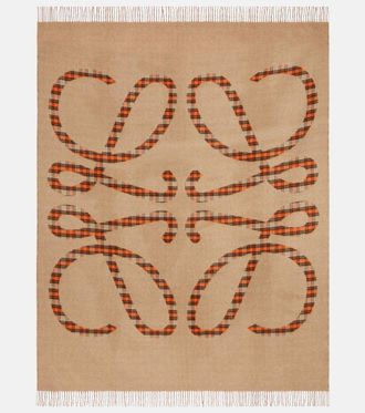 Loewe Anagram checked wool and cashmere blanket