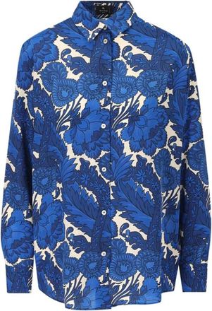 Etro Bedrukte Boyfit Blouse Klassieke Kraag - Dames - Overhemden - Blauw - XS - Overhemden