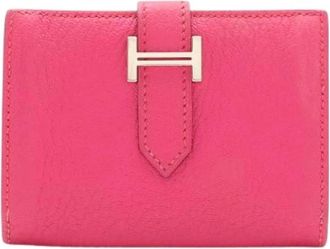 Herm&egrave;s Pre-owned Bearn Chevre Card Case - Dames - Vintage Accessoires - Roze - ONE Size - Leer - Vintage