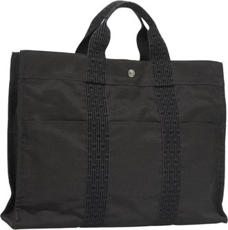 Herm&egrave;s Fourre-Tout Herline Fourre-Tout Herline Gray Canvas Bag (Pre-Owned)