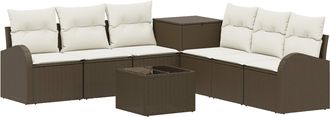 vidaXL Juego De Sof&aacute; 8 Uds. Marr&oacute;n Y Crema Blanca Vidaxl