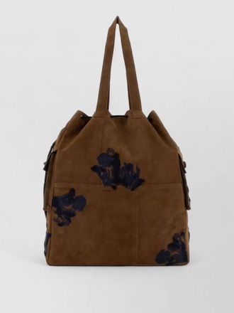 Baziszt minster suede shoulder shopping bag embroidery