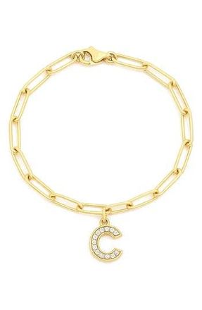 Meshmerise Diamond Initial Charm Bracelet in Yellow-C at Nordstrom Rack