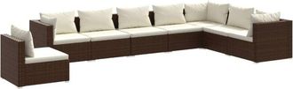 vidaXL Set Muebles De Jard&iacute;n 8 Piezas Y Cojines Rat&aacute;n Sint&eacute;tico Marr&oacute;n Vidaxl