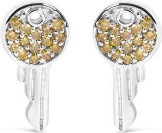 House of Brilliance 925 Sterling Silver 1/6ct TDW Yellow Treated Diamond Charm Earrings at Nordstrom