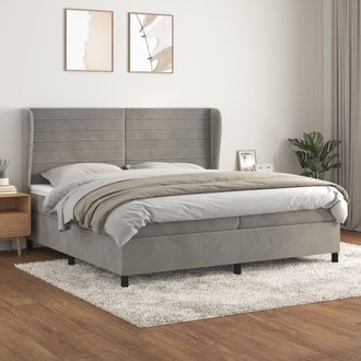 vidaXL Vidaxl - Cama Box Spring Con Colch&oacute;n Terciopelo Gris Claro 200x200 Cm