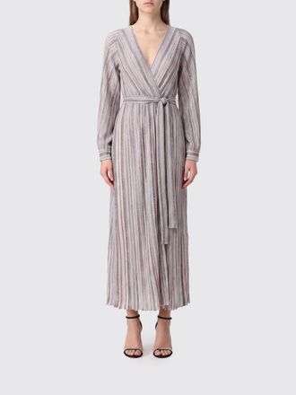 Missoni Cardigan lungo a righe multicolor in lurex con cintura in vita
