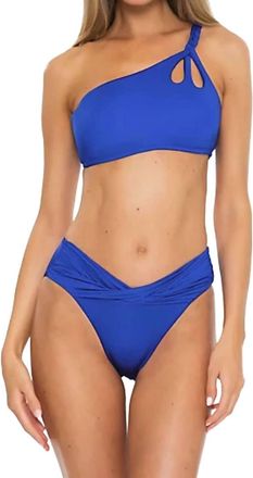 BECCA by Rebecca Virtue Color Twist Remi Twisted Wrap Swim Bottom In Sapphire