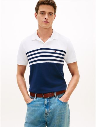 Tommy Hilfiger Mens Regular Fit Colorblock Pique Polo - Navy - XL