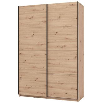 Dmora Guardaroba Grande Tredozio, Armadio Camera da Letto Appendiabiti, 2 Ripiani, Apertura Scorrevole, 145.5x217.5h cm Marrone Rovere Nodi