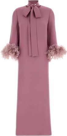Valentino Garavani Antiqued Crepe Dress - Dames - Avondkleed - Roze - S - Kleedjes