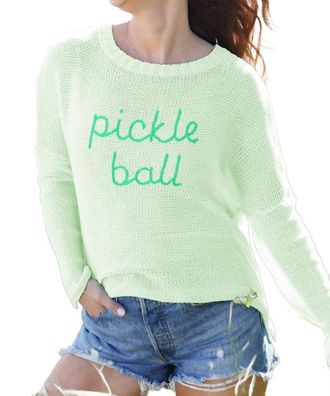 Wooden Ships Pickleball Crew Cotton Sweater In Mojito/seagreen