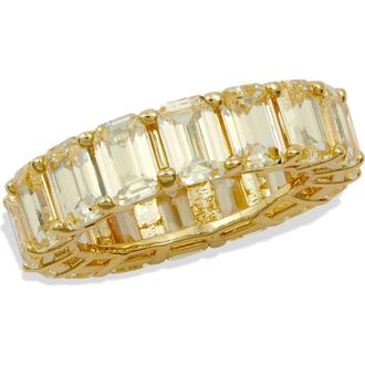 Savvy Cie Jewels Canary CZ Emerald Cut Eternity Ring in Yellow at Nordstrom Rack, Size 8