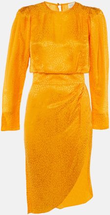 Ronny Kobo Ronny Kobo Marigold Orange Satin Jacquard Asymmetrical Midi Dress