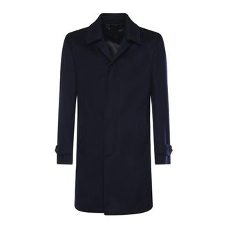 Luigi Bianchi Mantova Single-Breasted Coats - Heren - Mantel - Blauw - 4XL - Kasjmier - Jassen