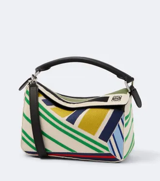 Loewe Borsa Puzzle Small in canvas con ricamo