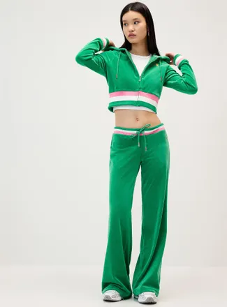 Juicy Couture Womens Shimmering logo velvet low-rise pant