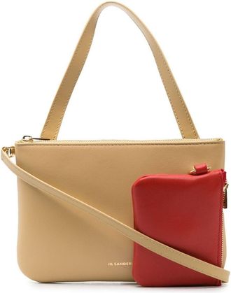 Jil Sander logo-lettering leather crossbody bag - women - Calf Leather - One Size - Neutrals