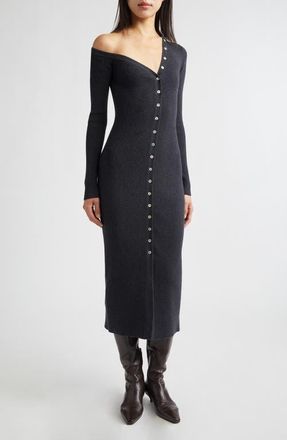 Staud Craftsman Rib One-Shoulder Sweater Dress in Nocturne at Nordstrom, Size X-Small