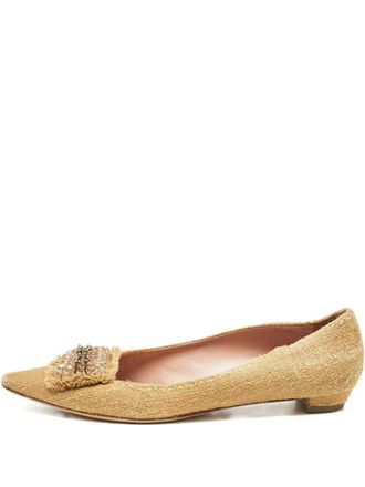 Prada 2024 embellished pointed-toe ballet flats - Brown