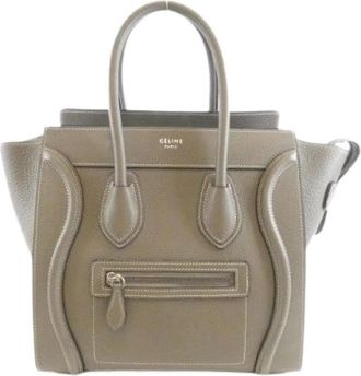Celine Pre-owned Micro Luggage Calf Handbag - Dames - Vintage Shopper - Grijs - ONE Size - Leer - Vintage